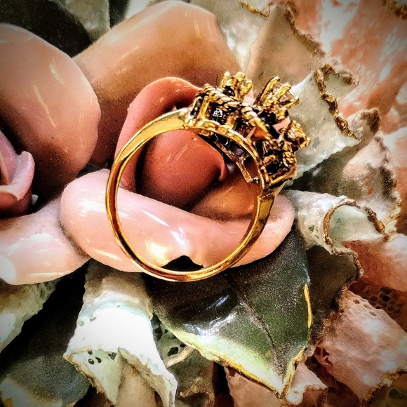 18 kt GOLD plated VINTAGE flower ring - Picture 3 of 7